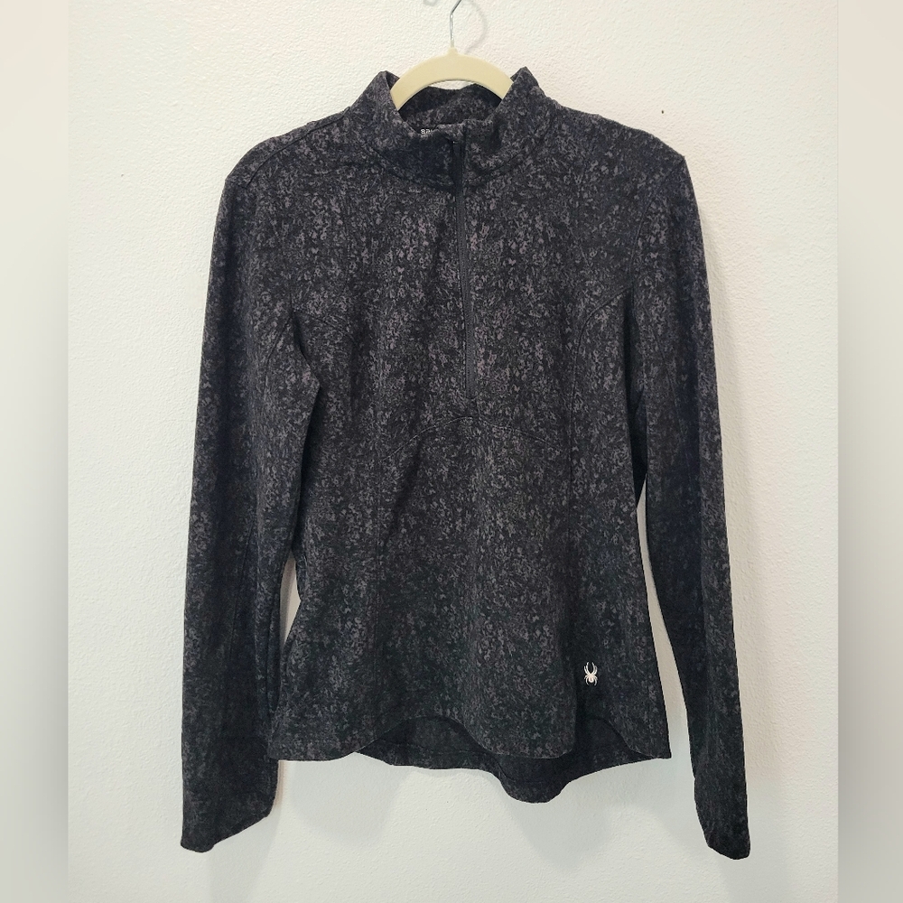 Spyder Active Women’s Medium Fitted Fleece Half Zip Black Gray